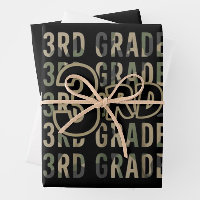 Feuille De Papier Cadeau Équipe Camo 3e Classe Équipe Retour À L'École Ense (En situation)