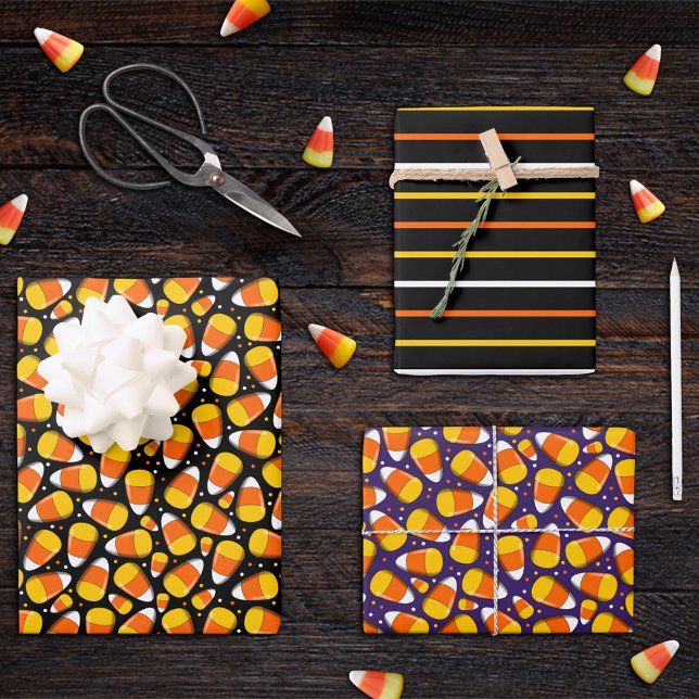 Feuille De Papier Cadeau Équipe Candy Corn Halloween (Créateur téléchargé)