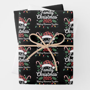 Feuille De Papier Cadeau Équipe de Noël familiale 2025 Groupe familial à co