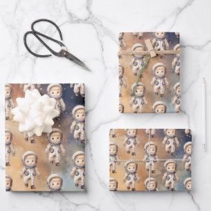 Feuille De Papier Cadeau Espace Premier Voyage Autour Du Soleil Anniversair