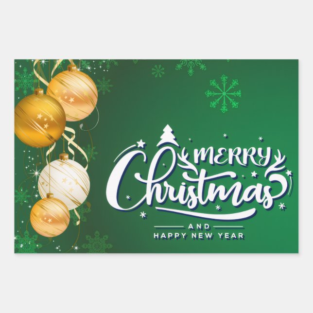 Feuille De Papier Cadeau Esprit de Noël magique - Festive Holiday Design (Devant)