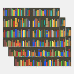 Feuille De Papier Cadeau Étagères de livres de bibliothèque Enveloppemen