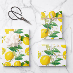 Feuille De Papier Cadeau Été, agrumes, style méditerranéen floral, citron