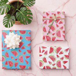 Feuille De Papier Cadeau Eté Amusant Aquarelle pastèque Cadeau coloré