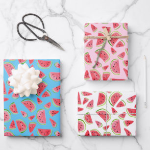 Feuille De Papier Cadeau Eté Amusant Aquarelle pastèque Cadeau coloré