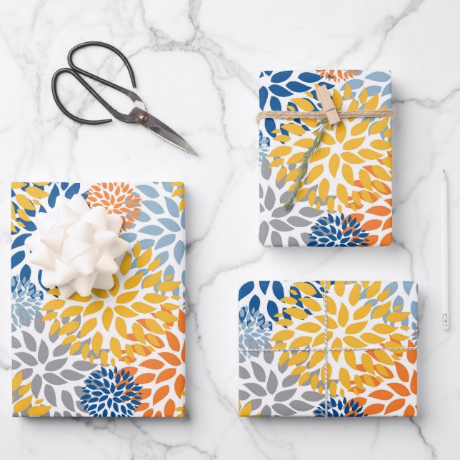 Feuille De Papier Cadeau Été Floral Abstrait Couleurs vives Motif (Recto)