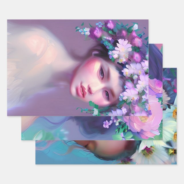 Feuille De Papier Cadeau Ethereal Imaginaire Fairytale Art | Jolies femmes (Lot)