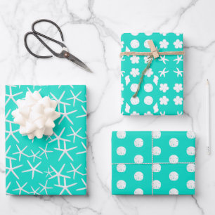 Feuille De Papier Cadeau Étoile de mer Dollars de sable Turquoise de Vie ma