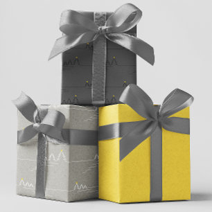 Feuille De Papier Cadeau Étoile gris minimaliste moderne Noël