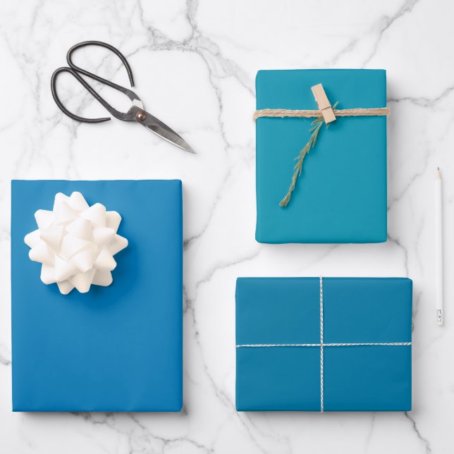 Feuille De Papier Cadeau Étoile simple Teintes bleues Munsell CG 3 Tons (Recto)