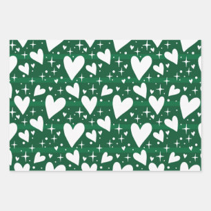 Feuille De Papier Cadeau Étoiles et coeurs