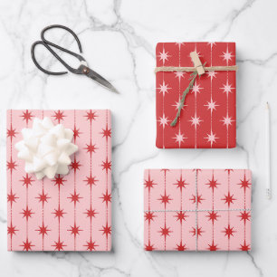 Feuille De Papier Cadeau Étoiles et Points de Style Moderne du Milieu du Si