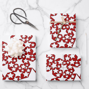 Feuille De Papier Cadeau Étoiles, Étoiles, Étoiles en Rouge et Blanc