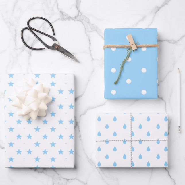 Feuille De Papier Cadeau Étoiles, points et gouttes-à-gouttes (Recto)