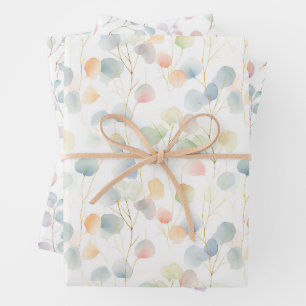 Feuille De Papier Cadeau Éucalyptus coloré