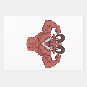 Feuille De Papier Cadeau Evil Krampus Noël Flexing Muscles Fitness