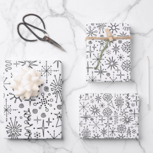 Feuille De Papier Cadeau Excentrique Mi-Siècle Moderne Rétro