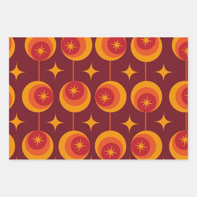 Feuille De Papier Cadeau Explosion atomique de style milieu de siècle sur d (Devant 2)