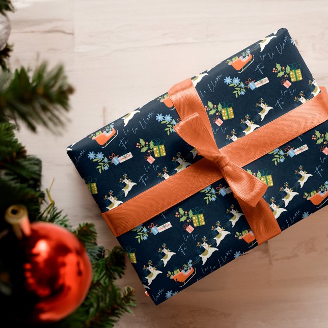 Feuille De Papier Cadeau Fa La Christmas Llama Reindees Sleigh Motif (Fa La La Christmas Llama Reindeers Sleigh Pattern Wrapping Paper Sheets)