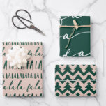 Feuille De Papier Cadeau FA LA Green & Pink Typographic Christmas Carol<br><div class="desc">Célébrez la saison des fêtes magiques et festives avec nos feuilles de papier d'emballage de vacances sur mesure. Nos modèles de vacances minimalistes vert et rose vif modernes sont dotés d'un design typographique audacieux "Fa La" avec un script différent et des polices san serif pour créer ce papier d'emballage motif...</div>