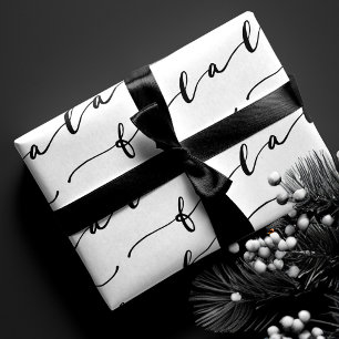 Feuille De Papier Cadeau FA LA White & Black Calligraphy Christmas Carol