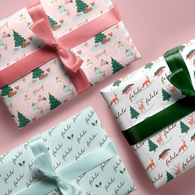 Feuille De Papier Cadeau Fa La Winter Wonderland Forest Bois Animaux (Fa La Winter Wonderland Forest Woodland Animals Wrapping Paper Sheet)