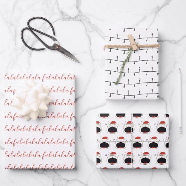 Feuille De Papier Cadeau Fa Noir & Blanc Moderne La La La La Chant Chat (Recto)