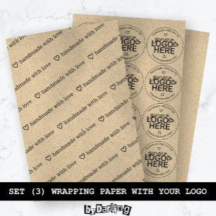 Feuille De Papier Cadeau Fabriqué à la main avec l'amour Logo personnalisé 