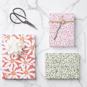 Feuille De Papier Cadeau Fabriquer ma marguerite - rose, corail, vert
