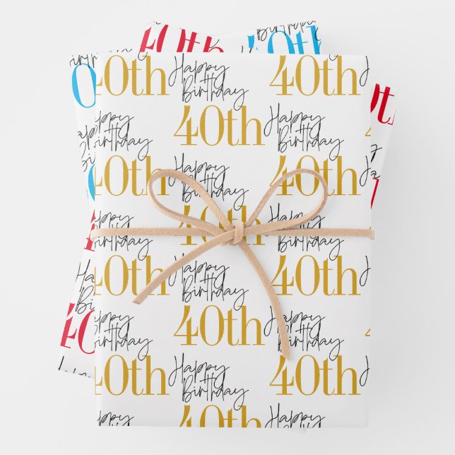 Feuille De Papier Cadeau Fabuleux 40e anniversaire 3 couleurs Cadeau (En situation)