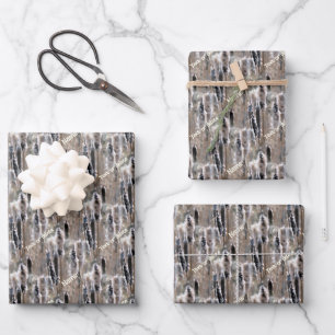 Feuille De Papier Cadeau Faded Fluffy Cattails Nature Personnalisée
