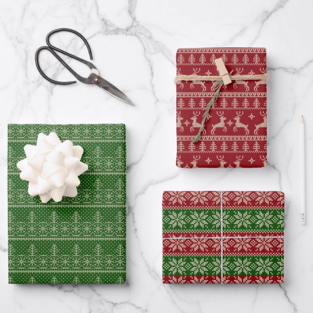 Feuille De Papier Cadeau Fair Isle Noël (Recto)