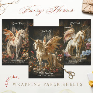 Feuille De Papier Cadeau Fairy Forest Unicorn Horse Fairyland Fairytale