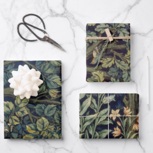 Feuille De Papier Cadeau Faisan d'arbre boisé William Morris