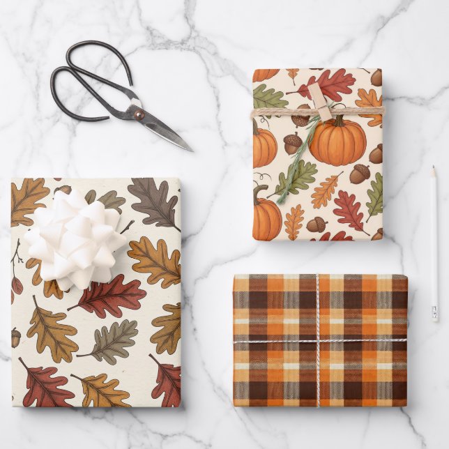 Feuille De Papier Cadeau Fall Thanksgiving  (Recto)