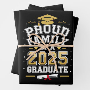 Feuille De Papier Cadeau Famille Fière D'Un Diplôme De 2025