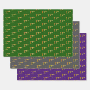 Feuille De Papier Cadeau Fancy Green, Grey, Purple, Faux Gold 17th Event #