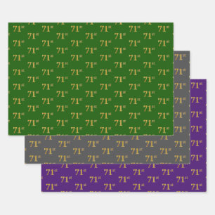 Feuille De Papier Cadeau Fancy Green, Grey, Purple, Faux Gold 71e Événement