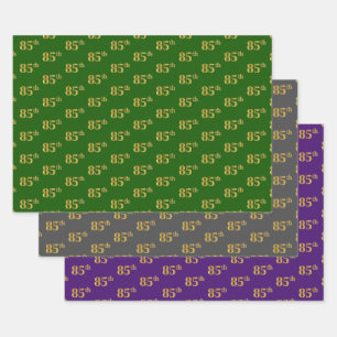 Feuille De Papier Cadeau Fancy Green, Grey, Purple, Faux Gold 85th Event #