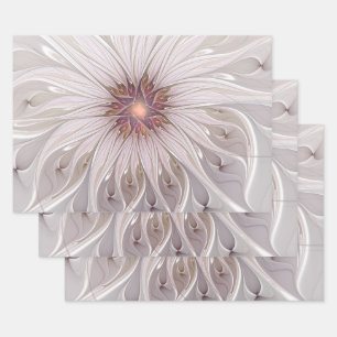 Feuille De Papier Cadeau Fantasie florale, fleur pastel moderne abstraite