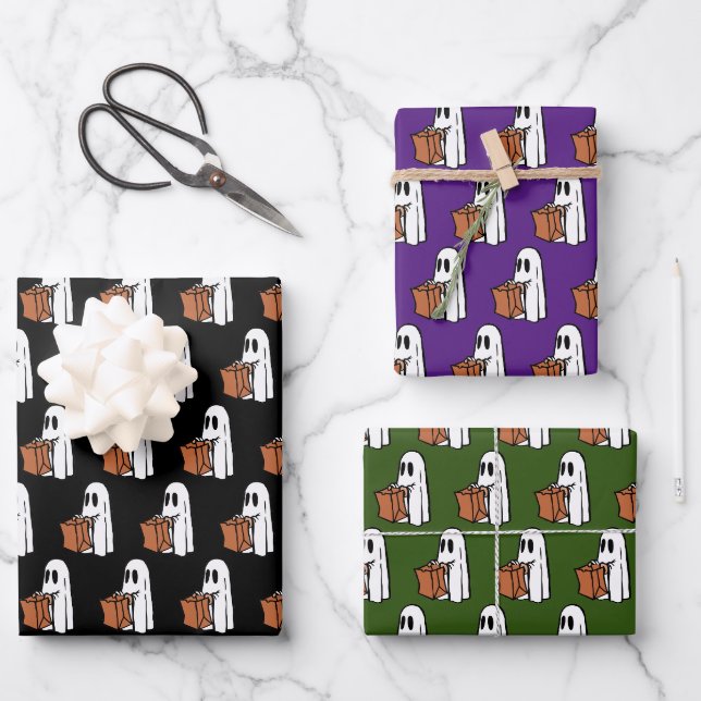 Feuille De Papier Cadeau Fantôme avec sac à coller ou traitement (Recto)