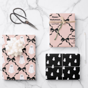 Feuille De Papier Cadeau Fantômes mignons et vaches coquette Halloween