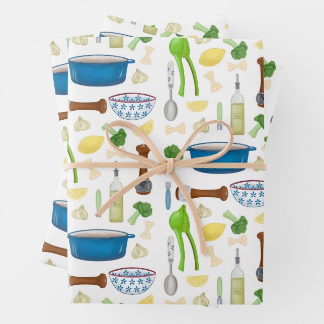 Feuille De Papier Cadeau Farfalle Bow cravate pâtes à l'ail et au citron (En situation)