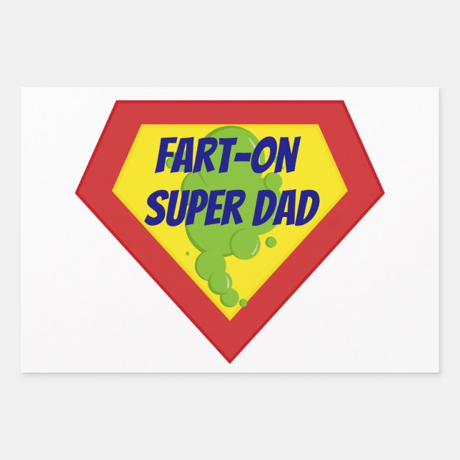 Feuille De Papier Cadeau Fart - Sur Super Papa (Devant)