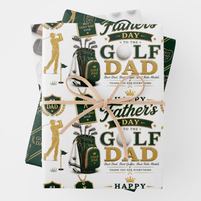 Feuille De Papier Cadeau Father's Day for Golf Dad (En situation)