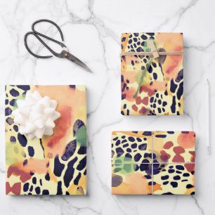 Feuille De Papier Cadeau Faune Safari Animaux Fourrures Prints Motif