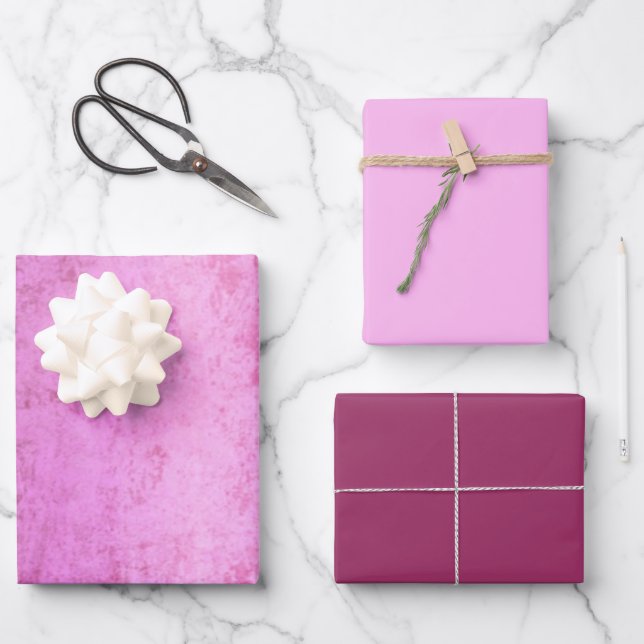 Feuille De Papier Cadeau Faux éclat de velours rose (Recto)