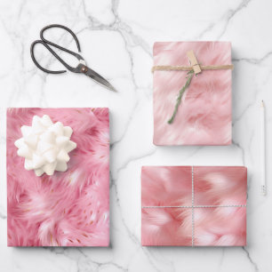 Feuille De Papier Cadeau Faux Faux Rose