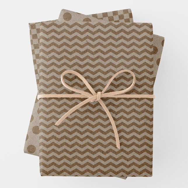 Feuille De Papier Cadeau Faux Kraft Paper w/ Dark Faux Kraft Paper Patterns (Faux Kraft Paper w/ Dark Faux Kraft Paper Multi-Patterns)