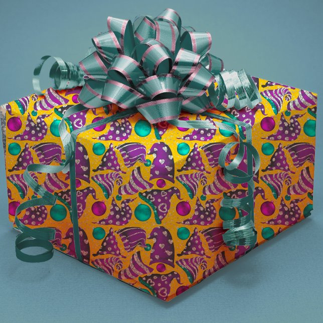 Feuille De Papier Cadeau Faux-parties scintillant jaune luxe nomes casquett (Créateur téléchargé)